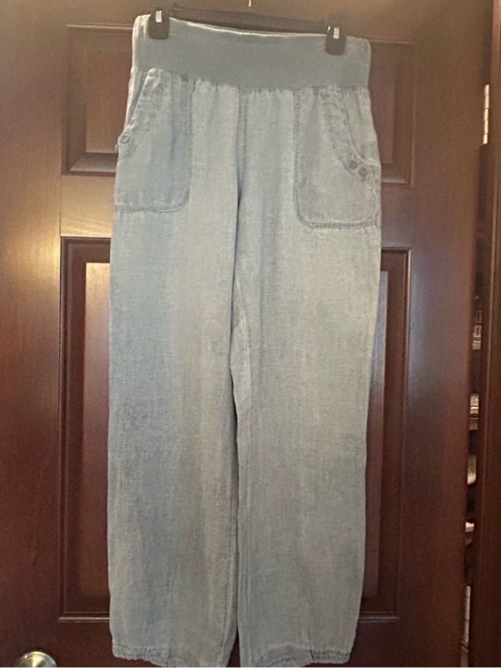 Casual Light Blue Wide-Leg Pants